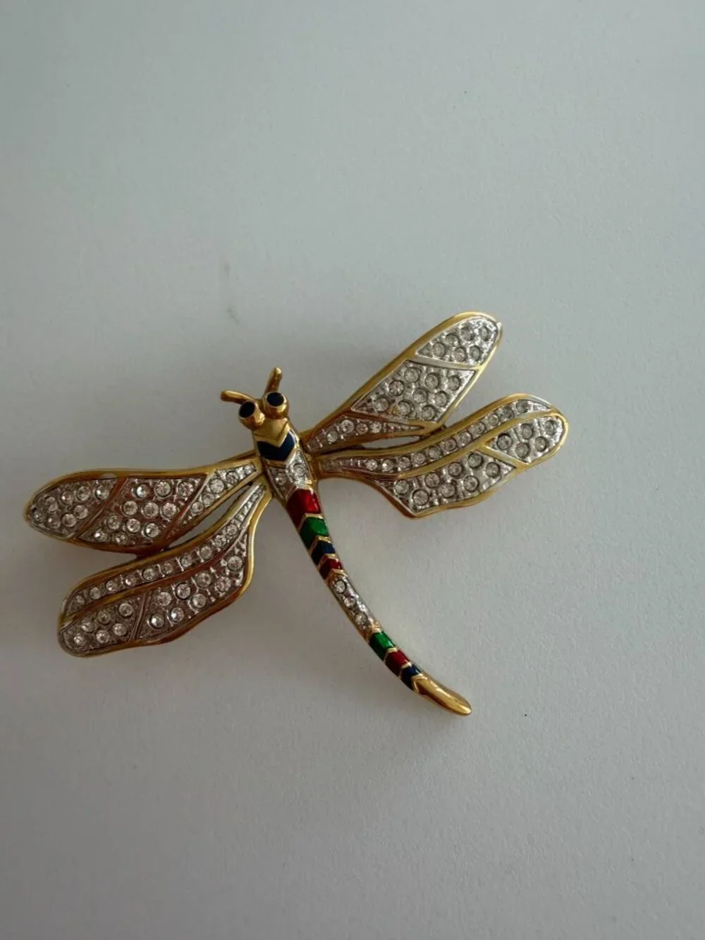CAROLEE Gold Tone Rhinestone Dragonfly Brooch Pin